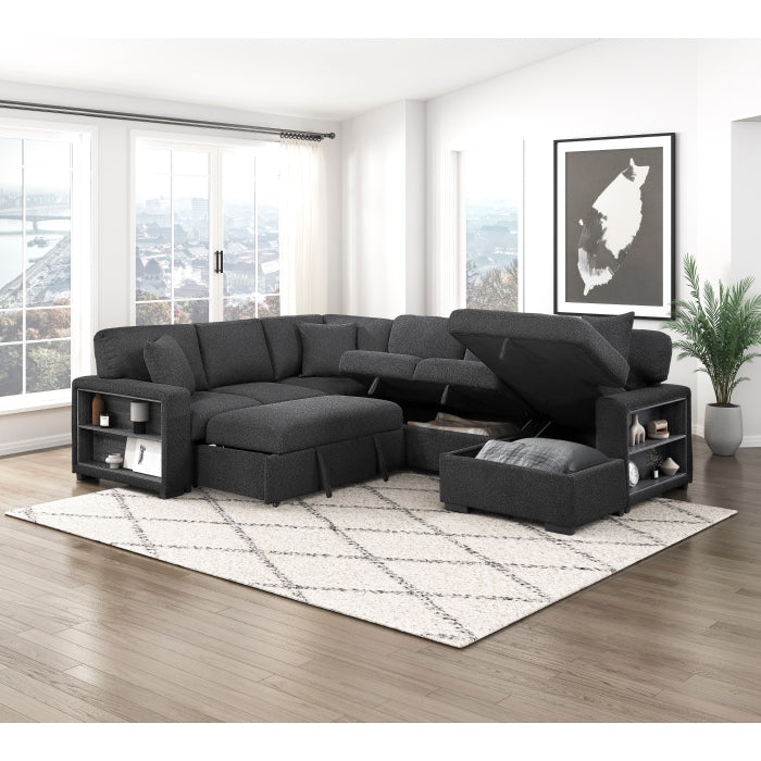Homelegance 9630BK*42LRC Pompano Black Sectional with Right Chaise