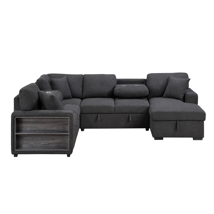 Homelegance 9630BK*42LRC Pompano Black Sectional with Right Chaise