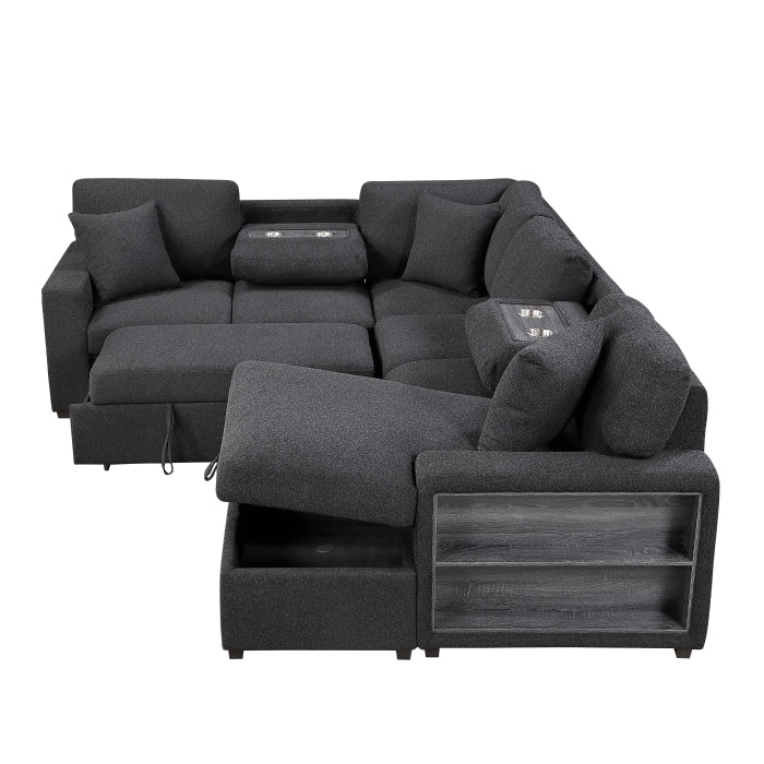Homelegance 9630BK*42LRC Pompano Black Sectional with Right Chaise