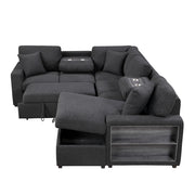 Homelegance 9630BK*42LRC Pompano Black Sectional with Right Chaise