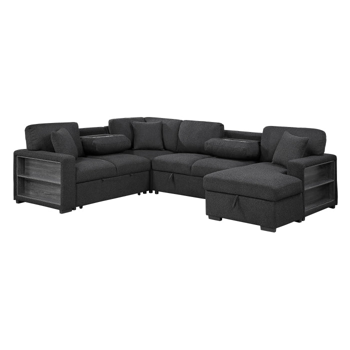 Homelegance 9630BK*42LRC Pompano Black Sectional with Right Chaise