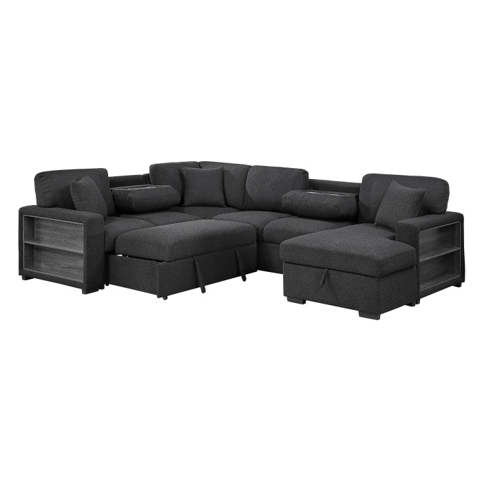 Homelegance 9630BK*42LRC Pompano Black Sectional with Right Chaise