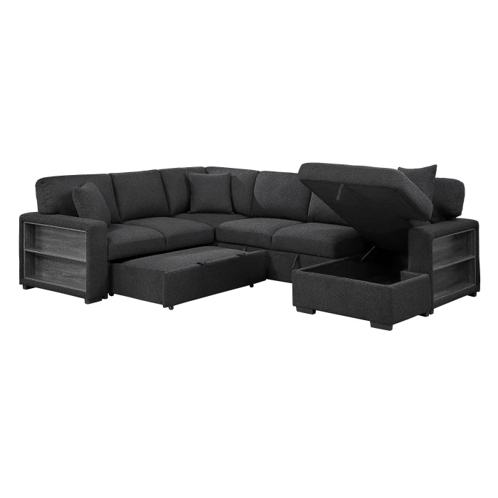 Homelegance 9630BK*42LRC Pompano Black Sectional with Right Chaise