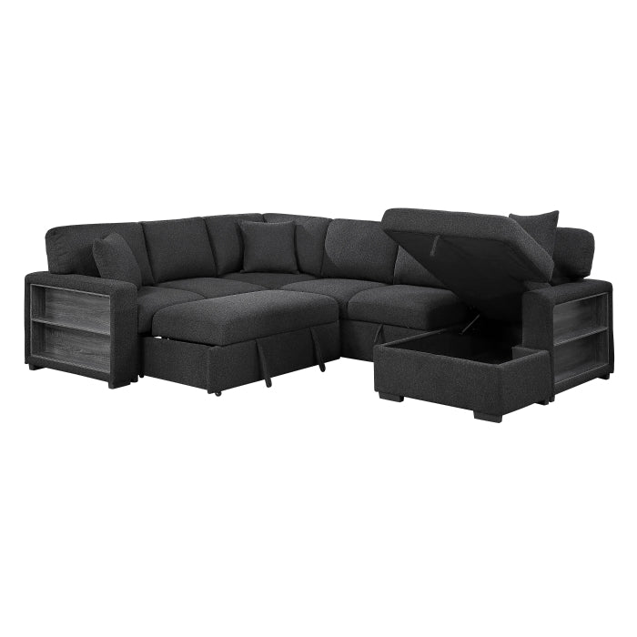 Homelegance 9630BK*42LRC Pompano Black Sectional with Right Chaise