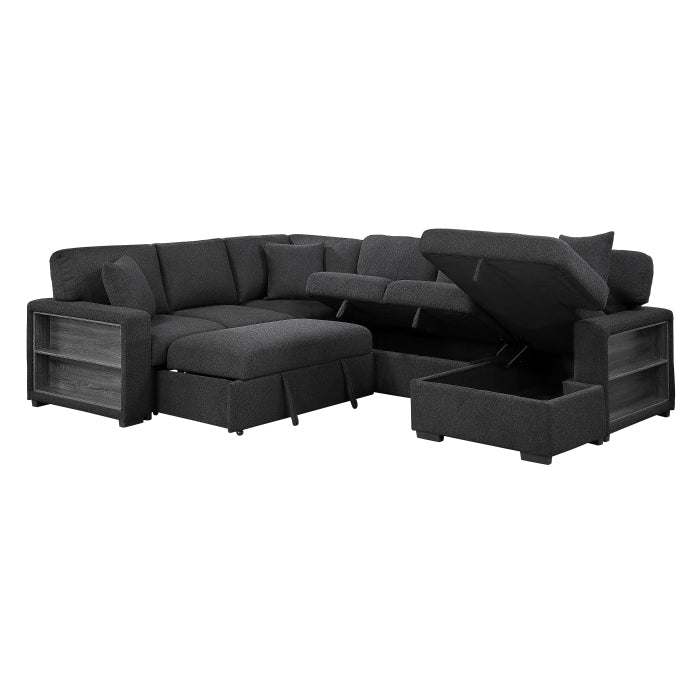 Homelegance 9630BK*42LRC Pompano Black Sectional with Right Chaise