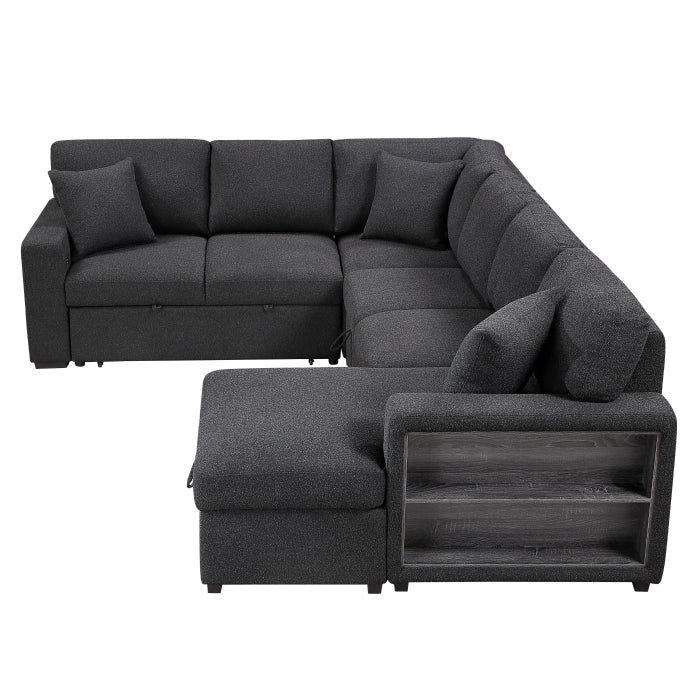 Homelegance 9630BK*42LRC Pompano Black Sectional with Right Chaise