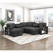 Homelegance 9630BK*4LC2R Pompano Black Sectional with Left Chaise