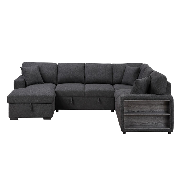 Homelegance 9630BK*4LC2R Pompano Black Sectional with Left Chaise