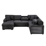 Homelegance 9630BK*4LC2R Pompano Black Sectional with Left Chaise