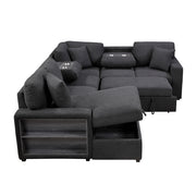 Homelegance 9630BK*4LC2R Pompano Black Sectional with Left Chaise