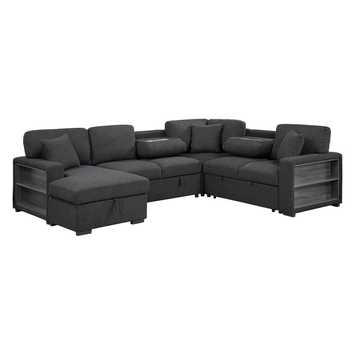 Homelegance 9630BK*4LC2R Pompano Black Sectional with Left Chaise