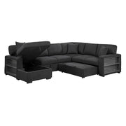 Homelegance 9630BK*4LC2R Pompano Black Sectional with Left Chaise