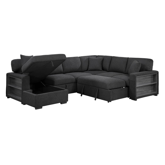 Homelegance 9630BK*4LC2R Pompano Black Sectional with Left Chaise