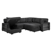 Homelegance 9630BK*4LC2R Pompano Black Sectional with Left Chaise
