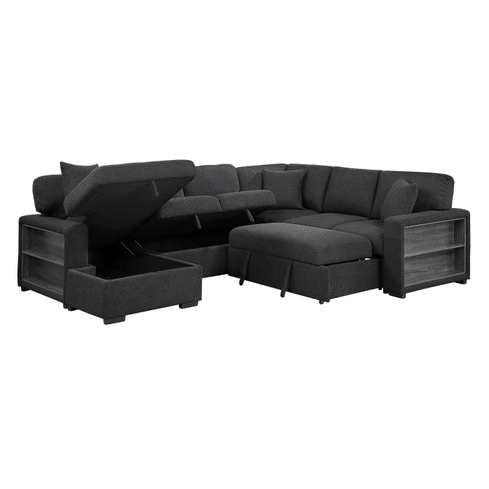 Homelegance 9630BK*4LC2R Pompano Black Sectional with Left Chaise