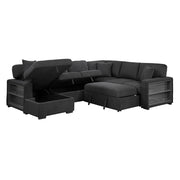 Homelegance 9630BK*4LC2R Pompano Black Sectional with Left Chaise