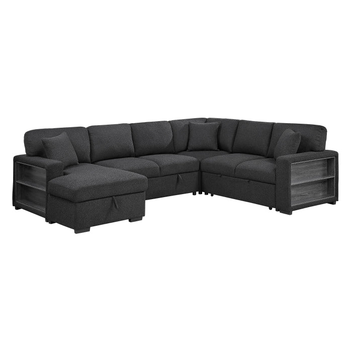 Homelegance 9630BK*4LC2R Pompano Black Sectional with Left Chaise