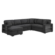Homelegance 9630BK*4LC2R Pompano Black Sectional with Left Chaise