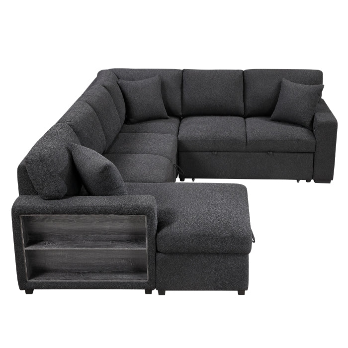 Homelegance 9630BK*4LC2R Pompano Black Sectional with Left Chaise