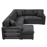 Homelegance 9630BK*4LC2R Pompano Black Sectional with Left Chaise