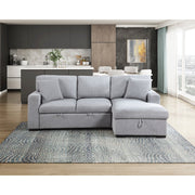 Homelegance 9630GY*22LRC Pompano Grey Pull Out Sofa Chaise w/ Right Side Facing Chaise & Side Shelf Storage