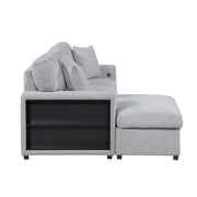 Homelegance 9630GY*2LC2R Pompano Grey Pull Out Sofa w/ Left Side Facing Chaise & Side Shelf Storage
