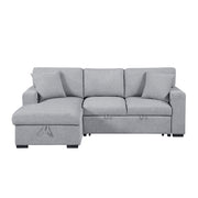 Homelegance 9630GY*2LC2R Pompano Grey Pull Out Sofa w/ Left Side Facing Chaise & Side Shelf Storage