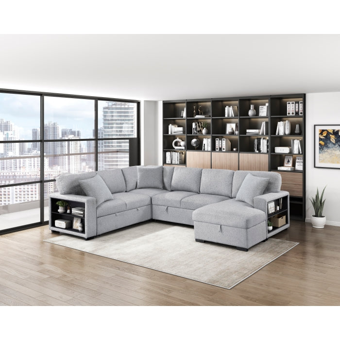 Homelegance 9630GY*42LRC Pompano Grey Sectional with Right Chaise