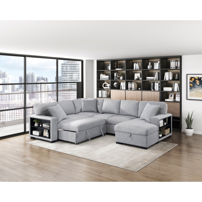 Homelegance 9630GY*42LRC Pompano Grey Sectional with Right Chaise