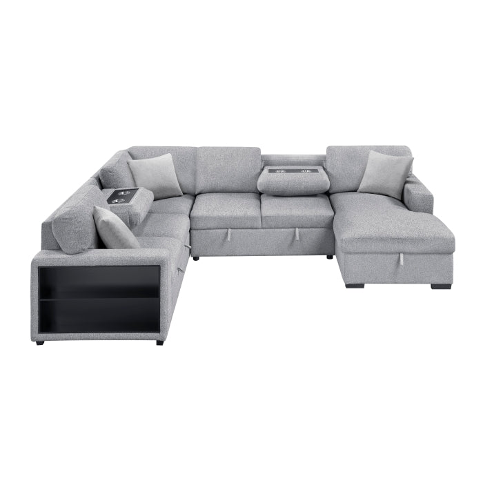 Homelegance 9630GY*42LRC Pompano Grey Sectional with Right Chaise