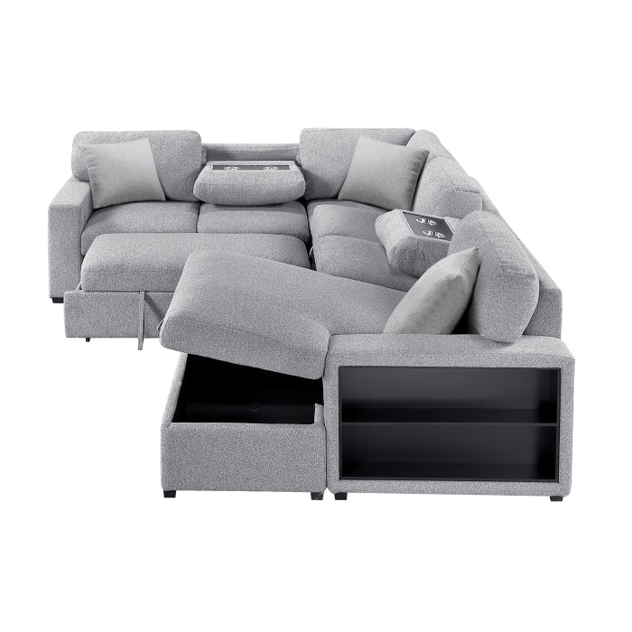 Homelegance 9630GY*42LRC Pompano Grey Sectional with Right Chaise