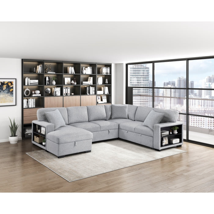 Homelegance 9630GY*4LC2R Pompano Grey Sectional with Left Chaise