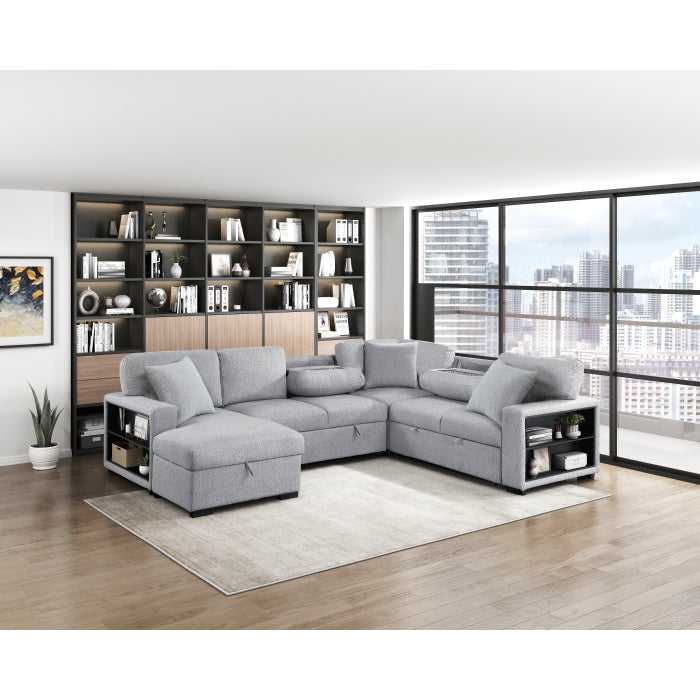 Homelegance 9630GY*4LC2R Pompano Grey Sectional with Left Chaise