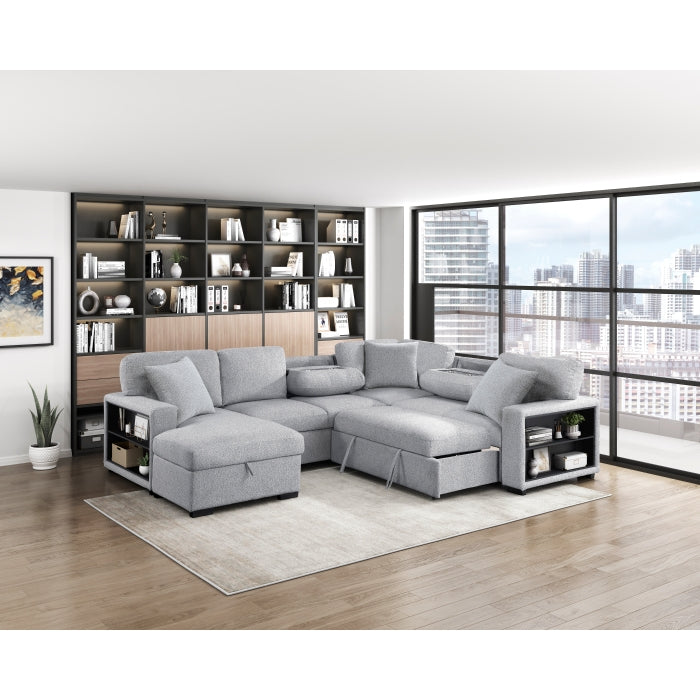 Homelegance 9630GY*4LC2R Pompano Grey Sectional with Left Chaise