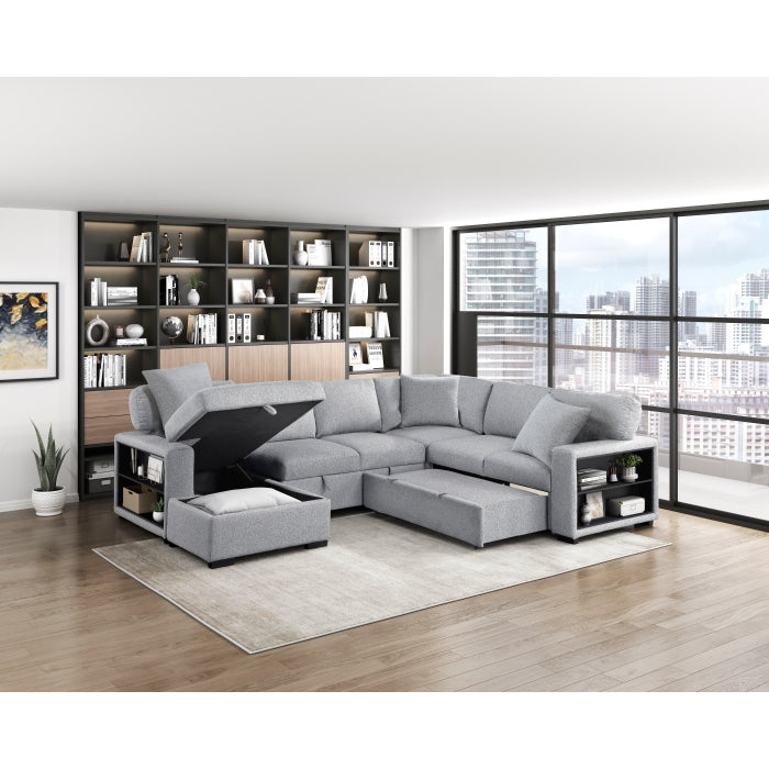 Homelegance 9630GY*4LC2R Pompano Grey Sectional with Left Chaise