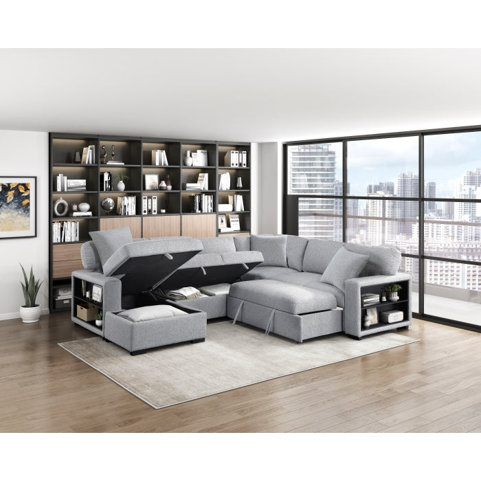 Homelegance 9630GY*4LC2R Pompano Grey Sectional with Left Chaise