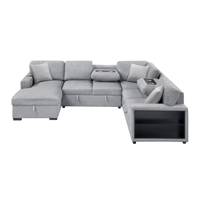 Homelegance 9630GY*4LC2R Pompano Grey Sectional with Left Chaise