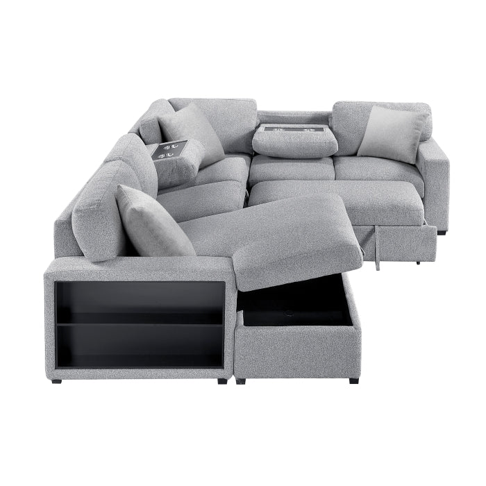 Homelegance 9630GY*4LC2R Pompano Gray Sectional with Left Chaise
