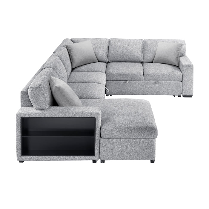 Homelegance 9630GY*4LC2R Pompano Grey Sectional with Left Chaise