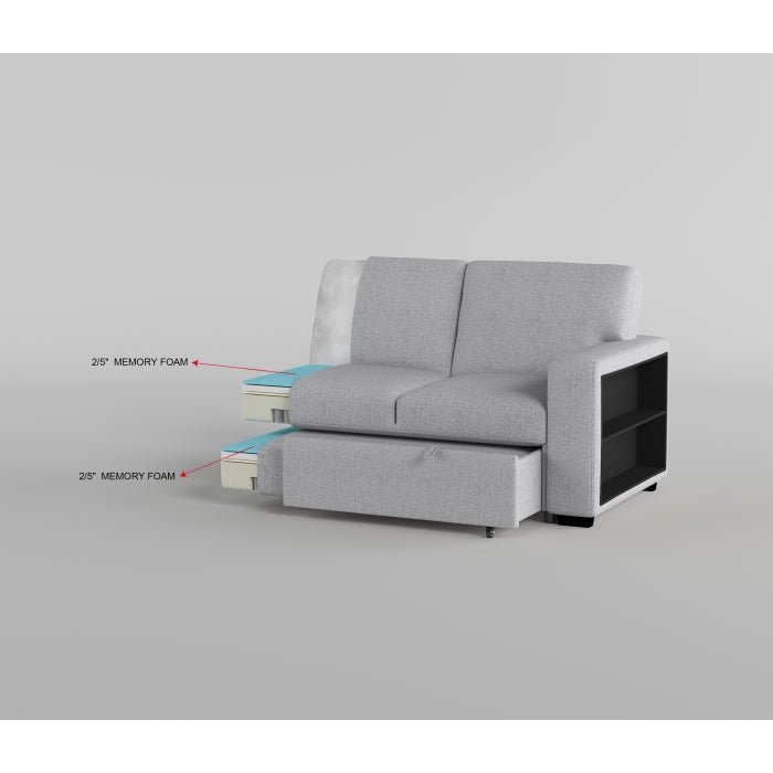 Homelegance 9630GY*22LRC Pompano Grey Pull Out Sofa Chaise w/ Right Side Facing Chaise & Side Shelf Storage
