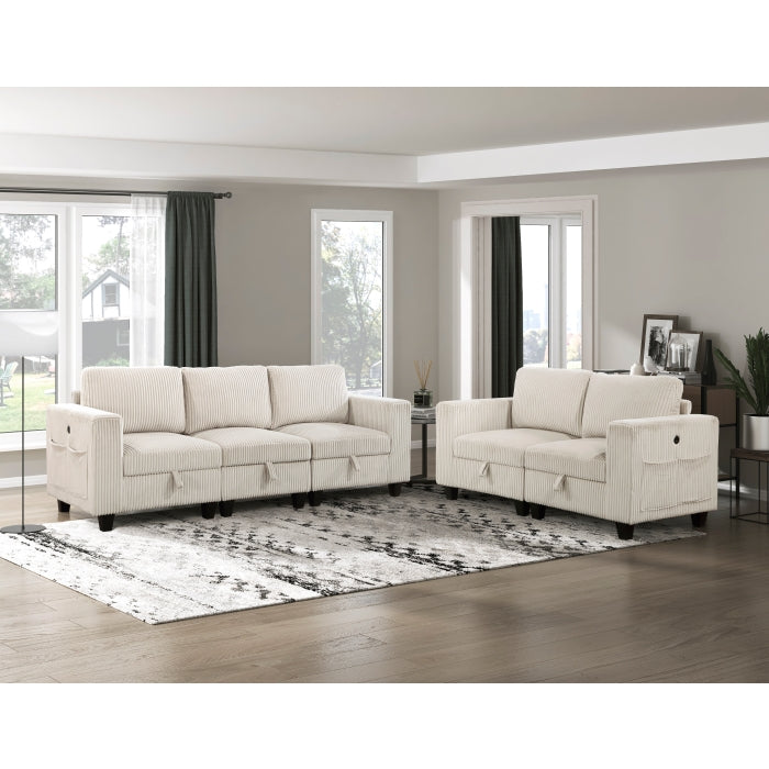 Homelegance 9650NBE-C1A Walterboro Chair with One Arm & Storage & Charging Ports