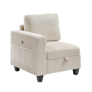 Homelegance 9650NBE-C1A Walterboro Chair with One Arm & Storage & Charging Ports
