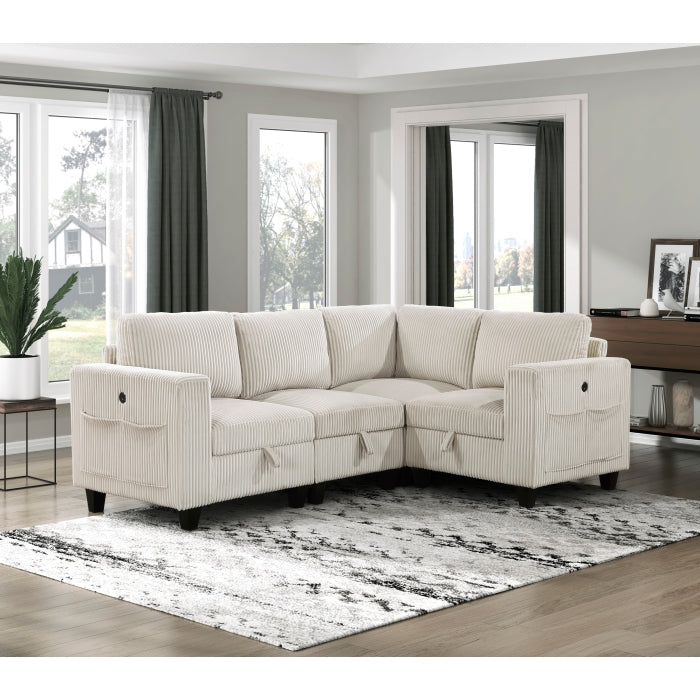 Homelegance 9650NBE-C1A Walterboro Chair with One Arm & Storage & Charging Ports
