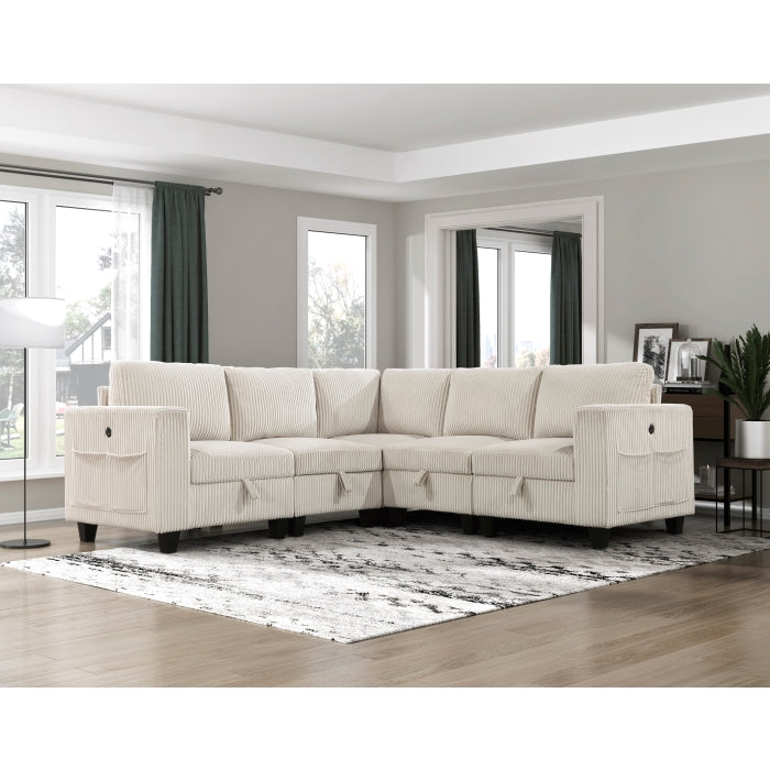 Homelegance 9650NBE-C1A Walterboro Chair with One Arm & Storage & Charging Ports