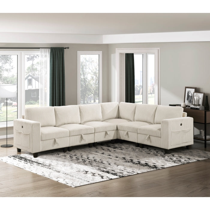 Homelegance 9650NBE-C1A Walterboro Chair with One Arm & Storage & Charging Ports