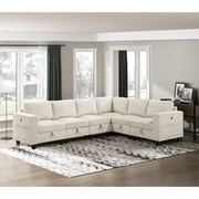 Homelegance 9650NBE-C1A Walterboro Chair with One Arm & Storage & Charging Ports