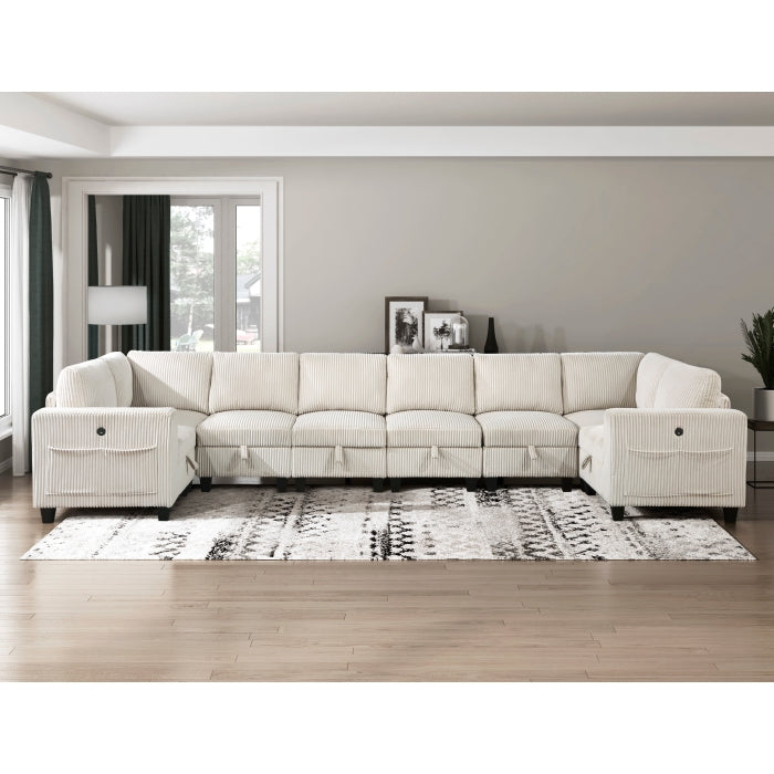 Homelegance 9650NBE-C1A Walterboro Chair with One Arm & Storage & Charging Ports