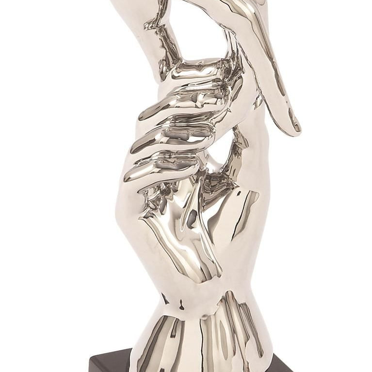 UMA 96765 Silver Porcelain Ceramic Hands Decorative Sculpture, 5" x 4" x 13"