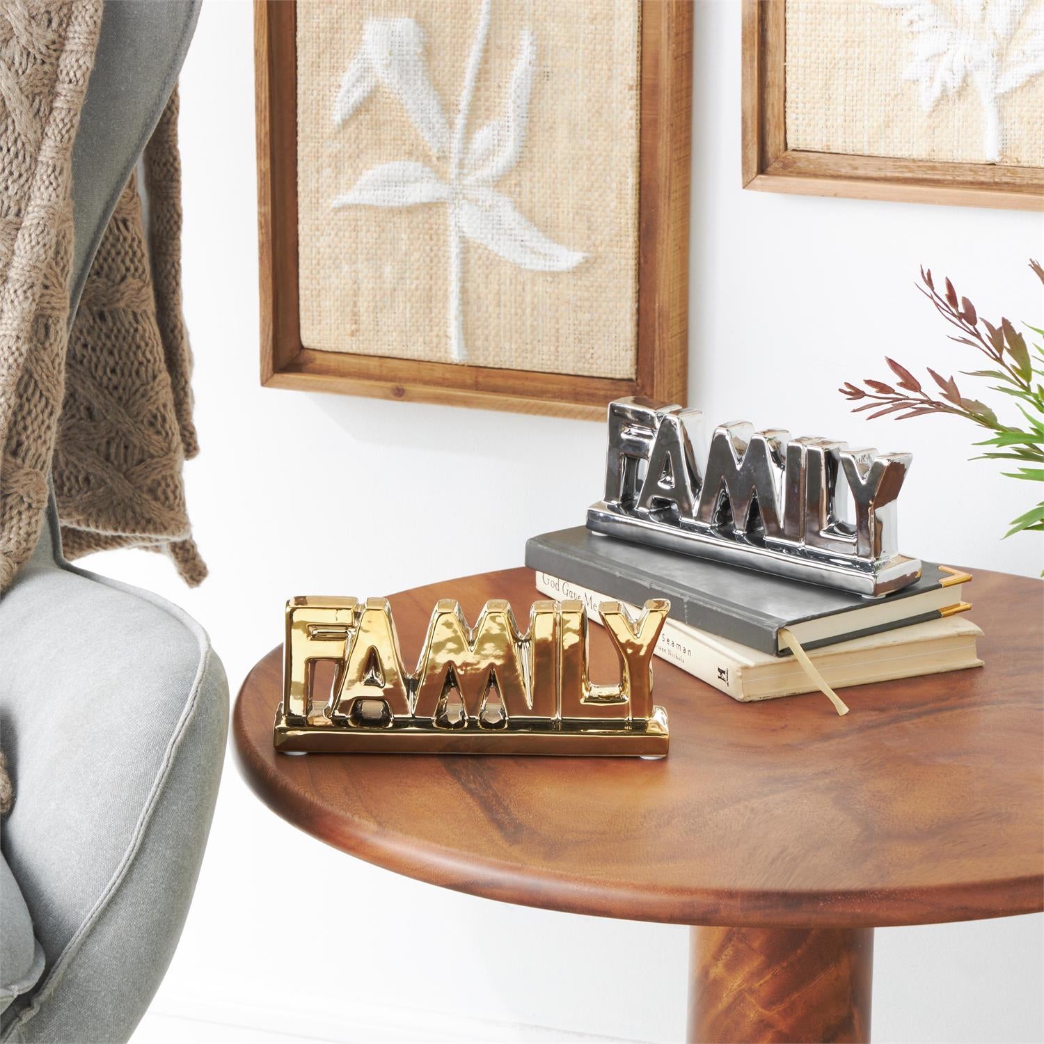 UMA 96795 Multi Colored Porcelain Ceramic Sign Family Home Decorative Sign 8"W, 3"H