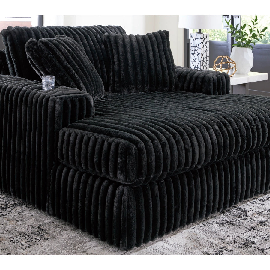 Ashley 9810315 Midnight Madness Onyx Oversized Chaise w/ Cup Holders